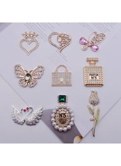 Generic Love Crown Swan Rose Perfume Bottle Pearl Rhinestone Alloy Mobile Phone Accessories Butterfly Handmade Diy Jewelry-Specifications Support Image Upload:23. Pearl Diamond Letter C  - Image 2