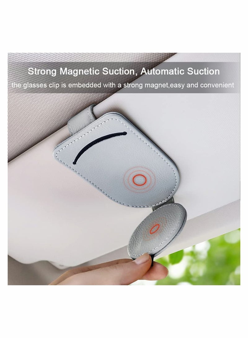 SYOSI Sunglass Holder for Car Visor, Adsorption Sunglasses Holder Clip for Storing Glasses Card Mask, for Car Visor (Grey) - Image 4