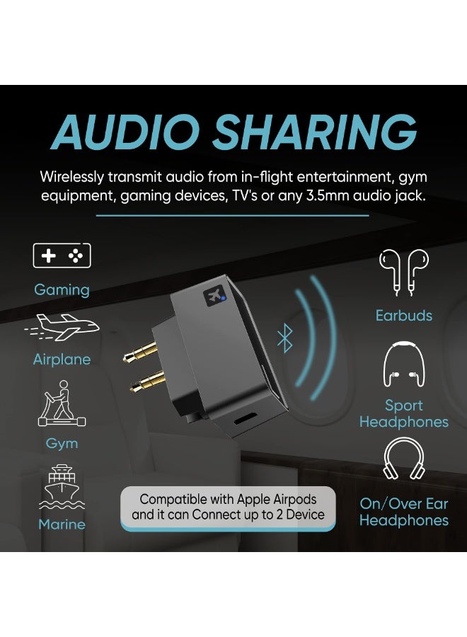 Bluetooth Wireless Audio Transmitter for Plane, Car, Gym - 3.5mm Jack, Dual Device Audio Sharing - Image 4