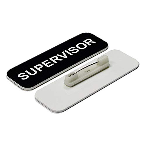 All Quality Badges مشرف 1 × 3 بطاقة اسم، أسود (3 عبوة) - Image 2
