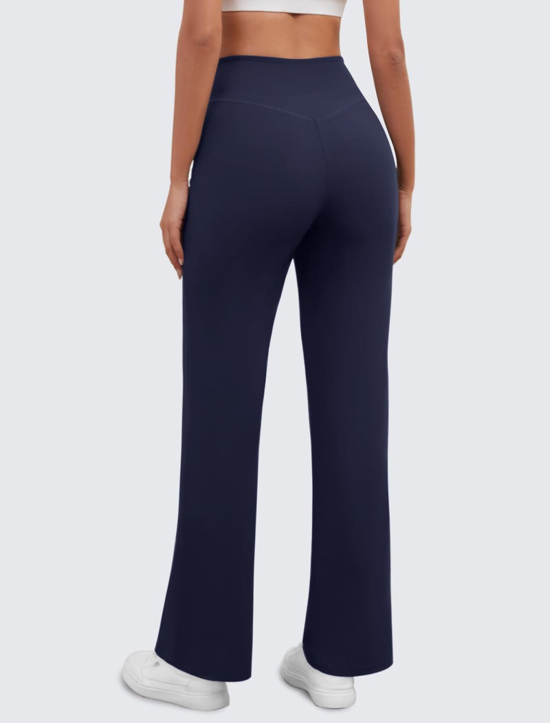 DLOODA Womens Wide Leg Yoga Pants Crossover Work Dress Pants Lounge Sweatpants Casual Trousers with Pockets Navy Blue - Image 4