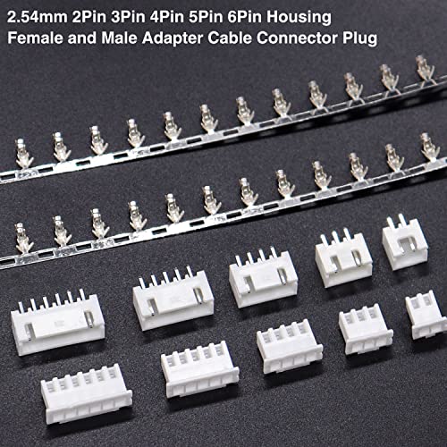 Taiss 560PCS 2.54mm JST-XH Connector Kit 2.54mm 2/3/4/5/6 Pin Housing Female and Male Adapter Cable Connector Plug,JST Connector Female Pin Head Connector Adapter Plug - Image 3