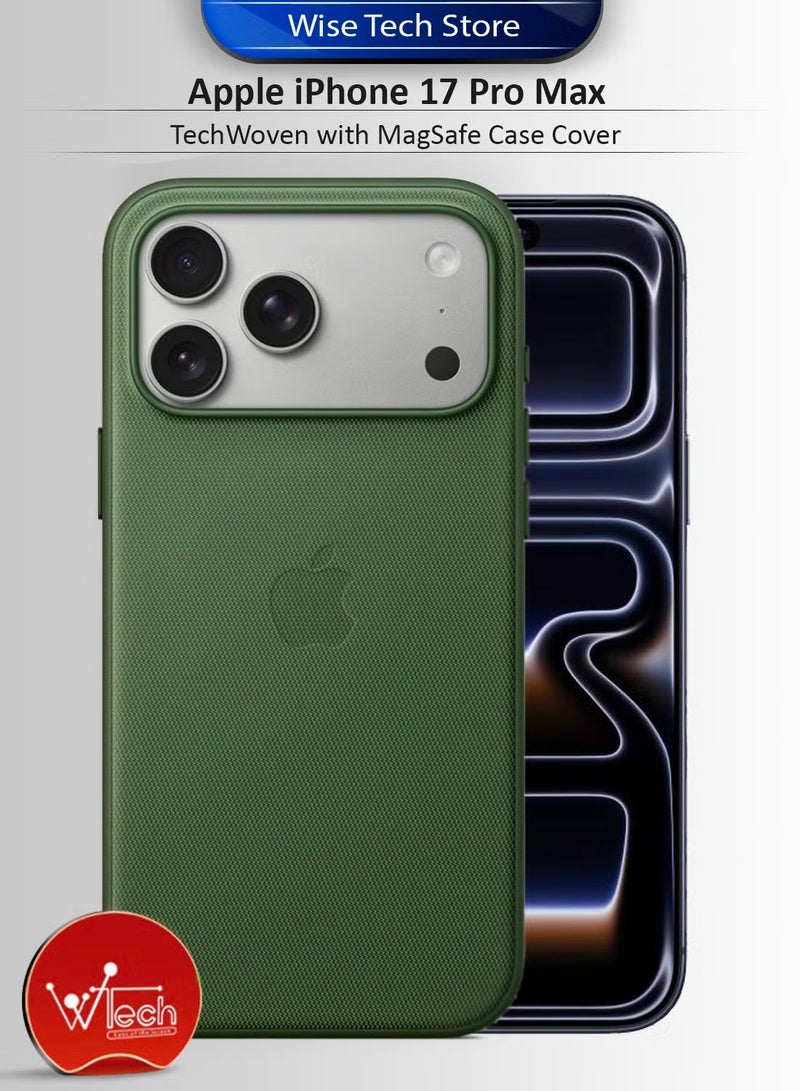 دبليو تيك أبل آيفون 17 برو ماكس 5G 2025 TechWoven مع غطاء حقيبة MagSafe (MCMPMN) - أخضر