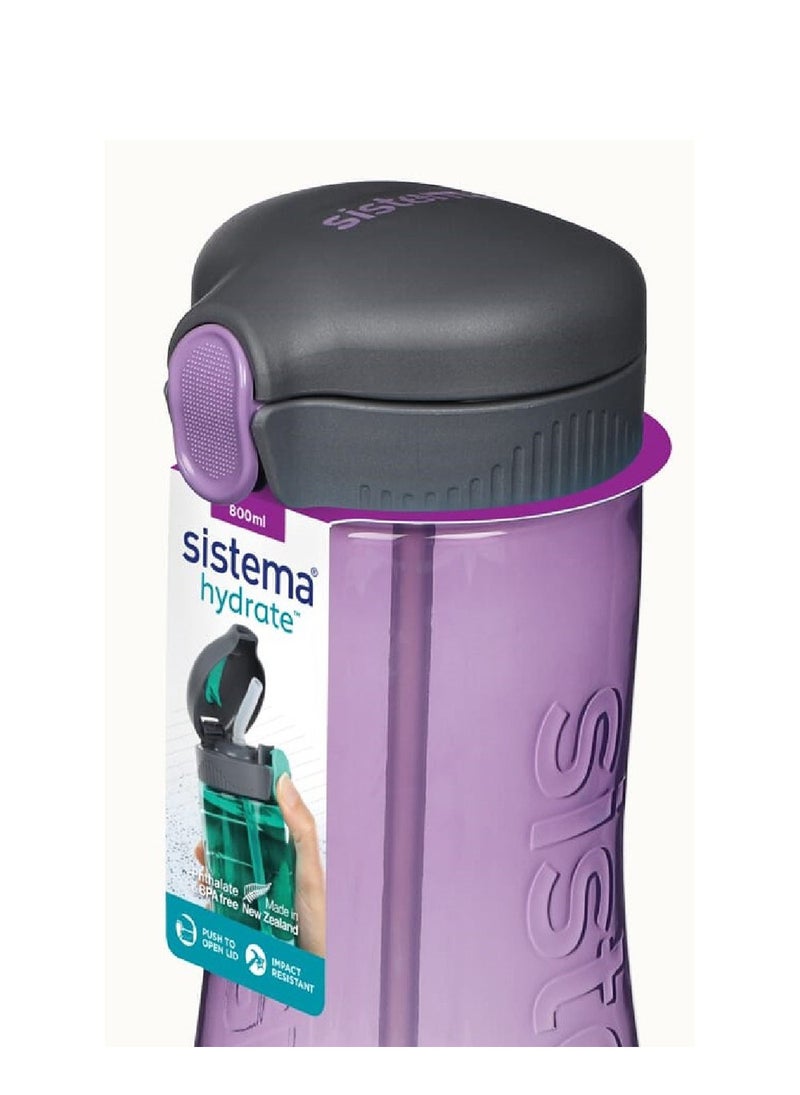 Sistema 800ml Tritan Bottle (Purple): Lightweight & Compact (Ideal for On-the-Go) BPA-Free & Leakproof - BPA-Free & Convenient , Made In New Zealand - Image 3