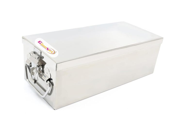 GinoSet ® Stainless Steel Locker Boxes,Cheque book Box, Jewelry Boxes, Cash Box,Bank Locker Box, Peti Size - 12 Inch Cash Box (12" Long (Large) - 12" x 5" x 4") - Image 1