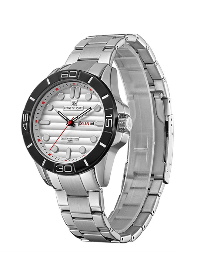 KENNETH SCOTT Men's Analog Stainless Steel Wrist Watch - K22043-SBSW - 44.3 mm