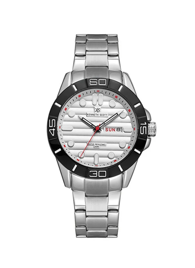 KENNETH SCOTT Men's Analog Stainless Steel Wrist Watch - K22043-SBSW - 44.3 mm