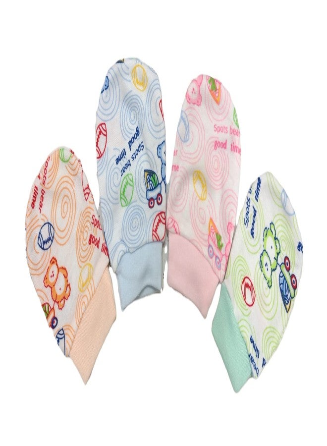 TIXY Cotton Mittens/Mutthi/Gloves with grip in multicolor for baby boys & girls infants & Toddlers (Pack of 4,8,12) (0-6, 4) - Image 1