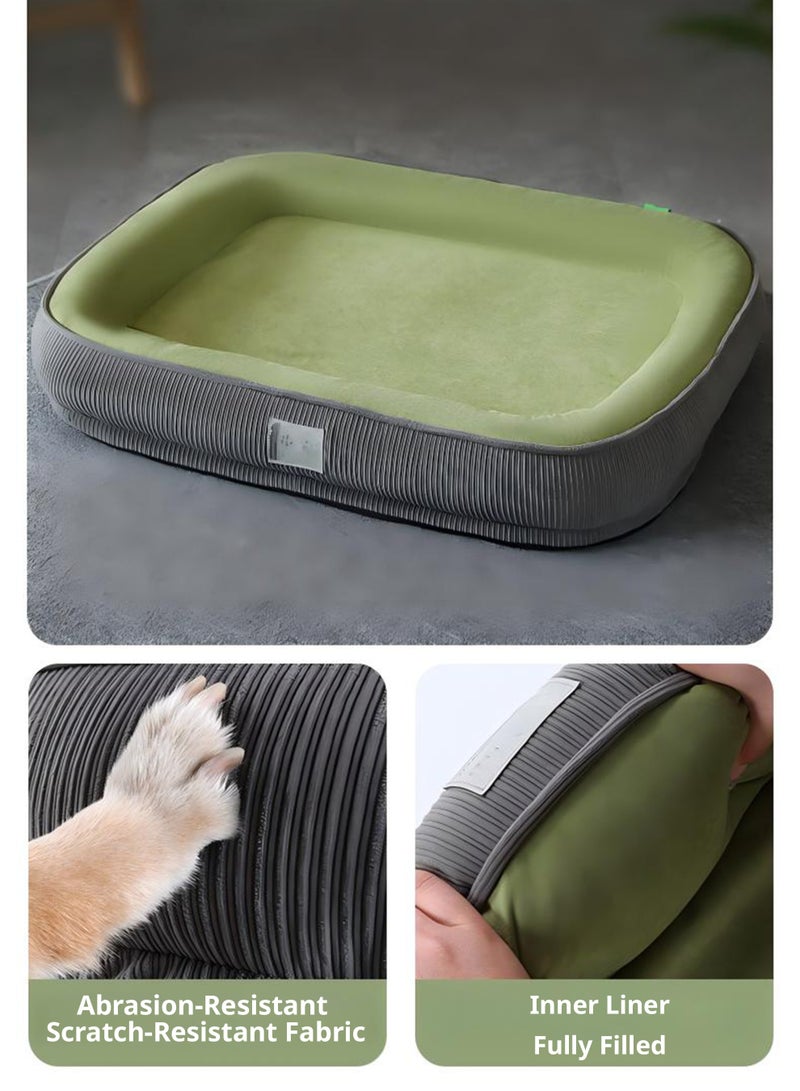 سيدارويف سرير للكلاب، فائق النعومة، قابل للغسل، مناسب لجميع الفصول، سرير طبي للحيوانات الأليفة، مناسب للكلاب والقطط الصغيرة والمتوسطة الحجم - تصميم عصري مضلع، يسمح بمرور الهواء ومريح - رمادي وأخضر ليموني - Image 4