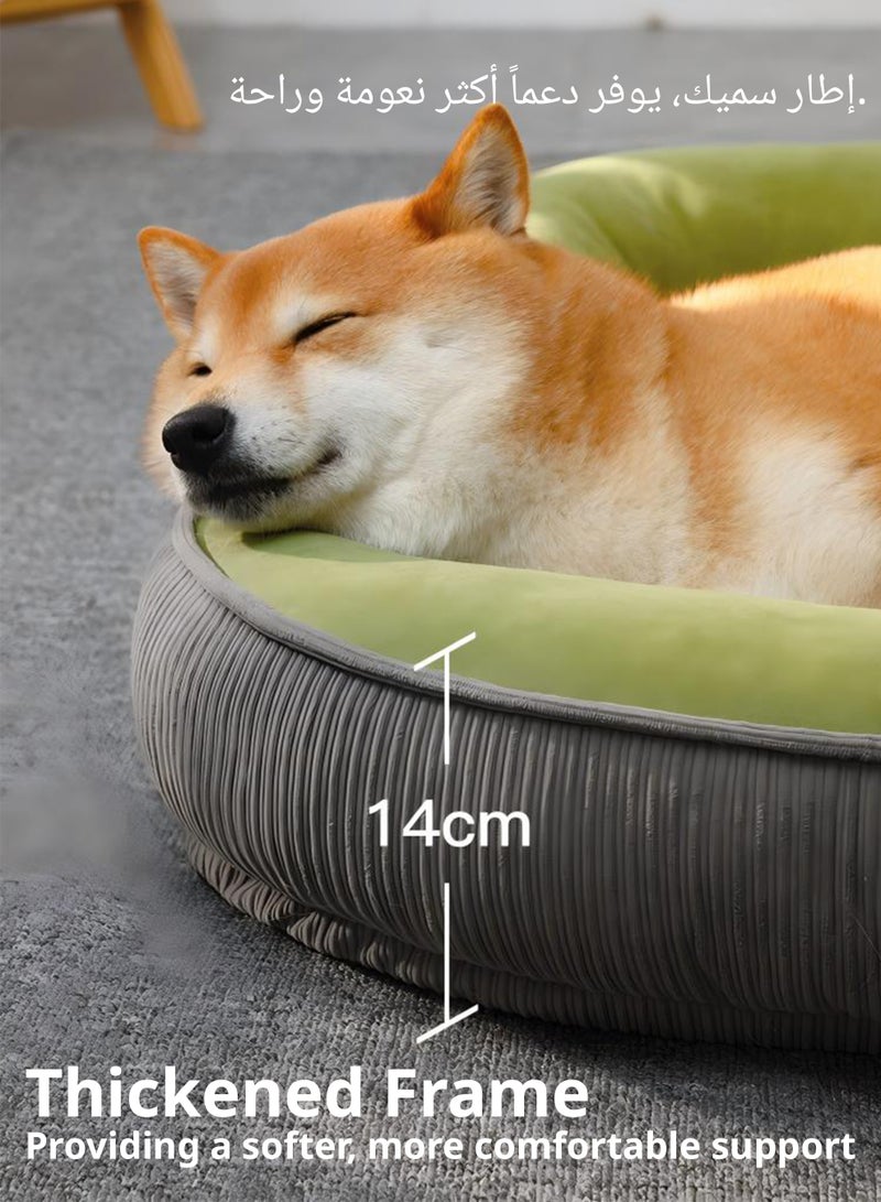 سيدارويف سرير للكلاب، فائق النعومة، قابل للغسل، مناسب لجميع الفصول، سرير طبي للحيوانات الأليفة، مناسب للكلاب والقطط الصغيرة والمتوسطة الحجم - تصميم عصري مضلع، يسمح بمرور الهواء ومريح - رمادي وأخضر ليموني - Image 2