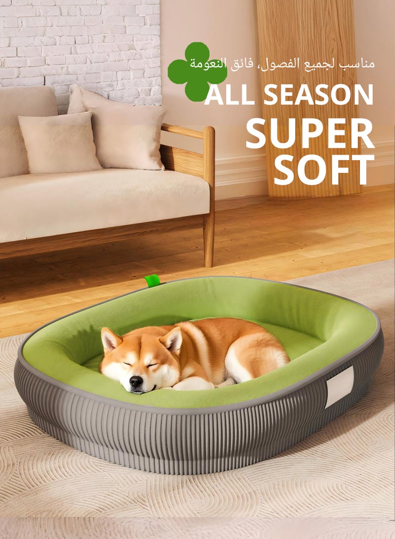 سيدارويف سرير للكلاب، فائق النعومة، قابل للغسل، مناسب لجميع الفصول، سرير طبي للحيوانات الأليفة، مناسب للكلاب والقطط الصغيرة والمتوسطة الحجم - تصميم عصري مضلع، يسمح بمرور الهواء ومريح - رمادي وأخضر ليموني - Image 1