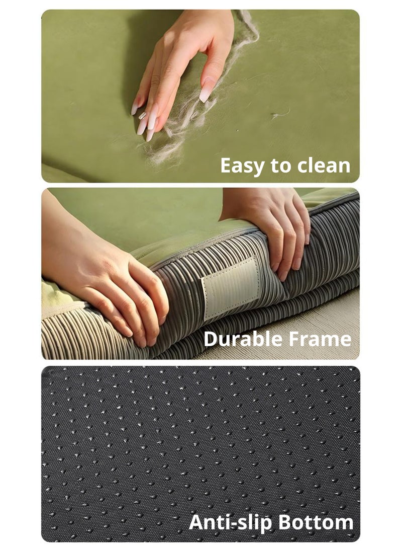 سيدارويف سرير للكلاب، فائق النعومة، قابل للغسل، مناسب لجميع الفصول، سرير طبي للحيوانات الأليفة، مناسب للكلاب والقطط الصغيرة والمتوسطة الحجم - تصميم عصري مضلع، يسمح بمرور الهواء ومريح - رمادي وأخضر ليموني - Image 3