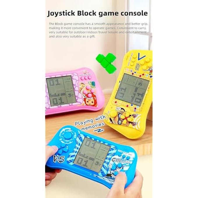 GAME CONSOLE JOYSTICK BLOCK 999 IN 1 GAMES BRICK GAME RETRO POCKET CONSOLE MEMORIES OF THE 70S/80S/90S TOYS PORTABLE GAME DEVICE GIFTS FOR CHILDREN (BLUE) - Image 3