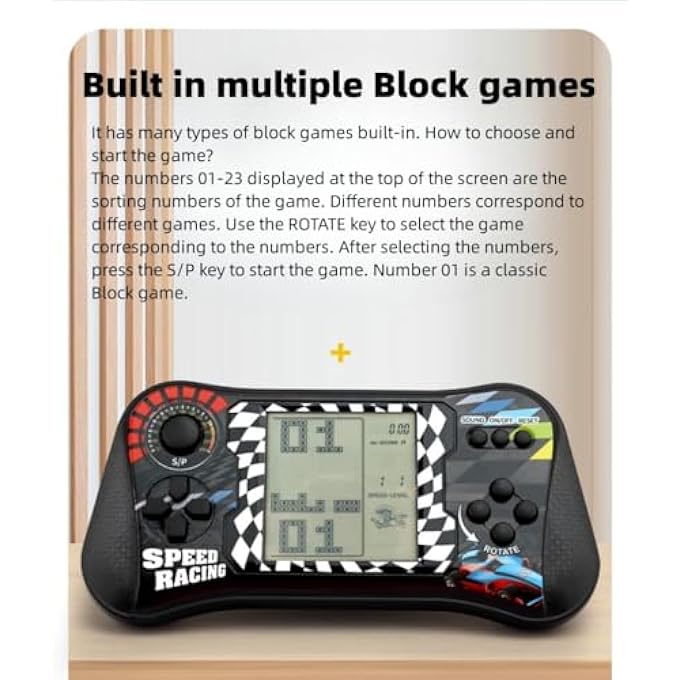 GAME CONSOLE JOYSTICK BLOCK 999 IN 1 GAMES BRICK GAME RETRO POCKET CONSOLE MEMORIES OF THE 70S/80S/90S TOYS PORTABLE GAME DEVICE GIFTS FOR CHILDREN (BLUE) - Image 4