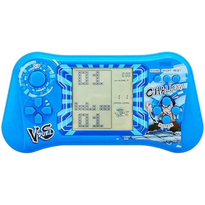 GAME CONSOLE JOYSTICK BLOCK 999 IN 1 GAMES BRICK GAME RETRO POCKET CONSOLE MEMORIES OF THE 70S/80S/90S TOYS PORTABLE GAME DEVICE GIFTS FOR CHILDREN (BLUE) - Image 2