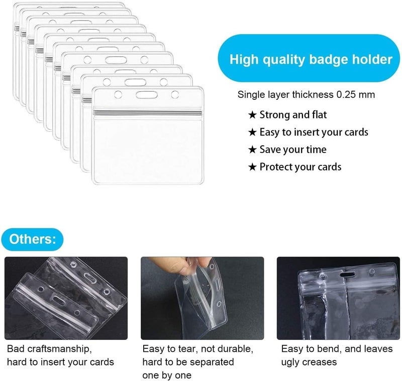 Khazna Horizontal Badge Holders, Sealable Waterproof Clear Plastic Name Tag ID Card Holder, Plastic ID Card Holder (Pack of 10 Horizontal) - Image 3
