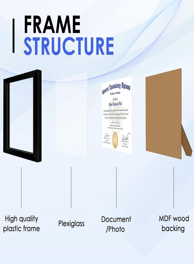 FIXSMITH إطار شهادة من فيكس سميث مقاس 8.5 × 11 بوصة، إطار صور أسود مع زجاج شبكي شفاف، عبوة من قطعتين، إطار شهادة للعرض على الطاولة أو الحائط، إطار مستندات مقاس 8.5 × 11 بوصة، إطارات شهادات الثانوية العامة - Image 3