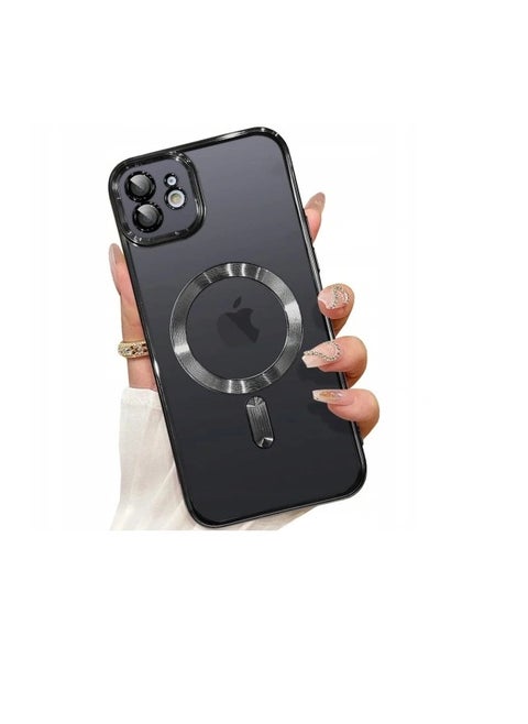Magnetic Clear Case for iPhone 11 Compatible with MagSafe Wireless Charging, Electroplated Edge Soft Slim Transparent TPU Bumper Shockproof Phone Case Cover for iPhone 11 6.1 inch