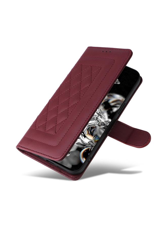 اس-توب جراب لهاتف Samsung Galaxy S20 Ultra مصنوع من الجلد بتصميم شبكي ماسي قابل للطي - Image 5