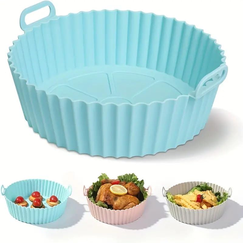 POPLEY Fryer Silicone Liners Basket Bowl Air Fryer Baking Tray NonStick Reusable Heat Resistant Silicone Liner Pot Cooking Oven Insert Accessories Multicolor 65 in 1 - Image 1