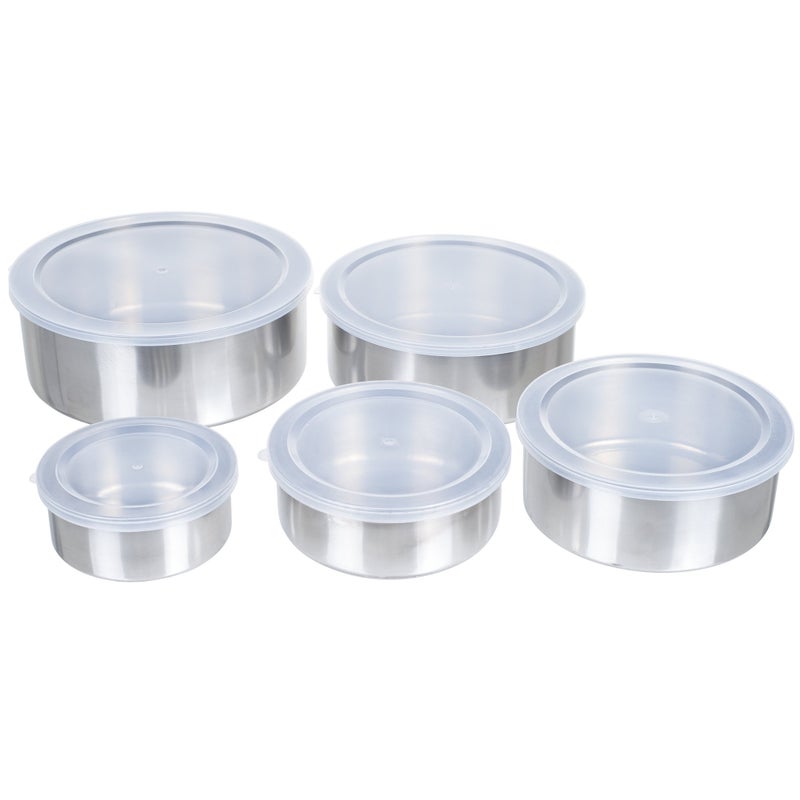 Chef Buddy 5 Piece Stainless Steel Bowl Set with Lids Silver