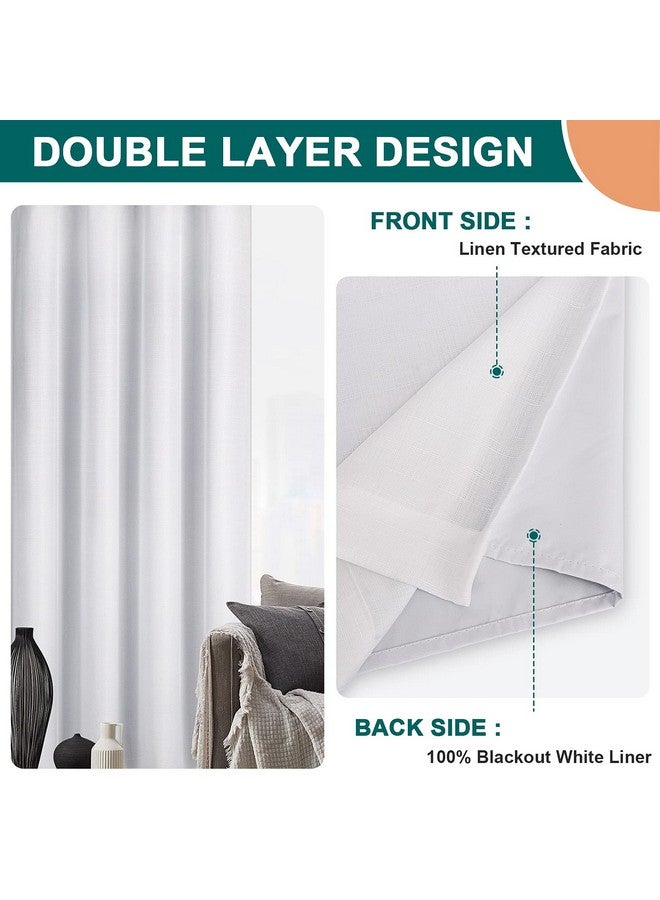 Diraysid 100% Blackout White Curtains Linen Curtains for Bedroom Grommet Thermal Insulated Room Darkening Drapes (2 Panels, W52 x L84 Inch) - Image 5