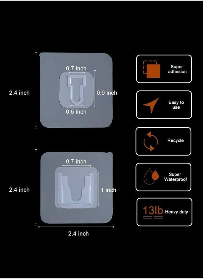 20 Pack Double Sided Wall Hook, Wall Hooks for Hanging, Self Adhesive Hooks for Bathroom Kitchen Office Hanging - Image 2