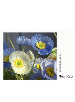 MissTiara 12 pcs Handmade Simulated Four-headed Poppy Artificial Flowers Pastoral Home Wedding Party Decoration Bouquets 60cm 4White 4Light blue and 4Blue  - Image 4