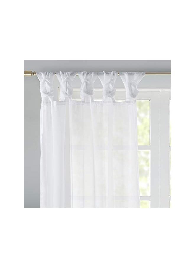 The Bros - Ceres DIY Twisted Tab Sheer Curtain, Pair Panels, Lightweight Window Treatment, Voile Privacy, Light Filtering Drape for Bedroom and Apartment, 50 in x 95 in, White 2 Piece - Image 1