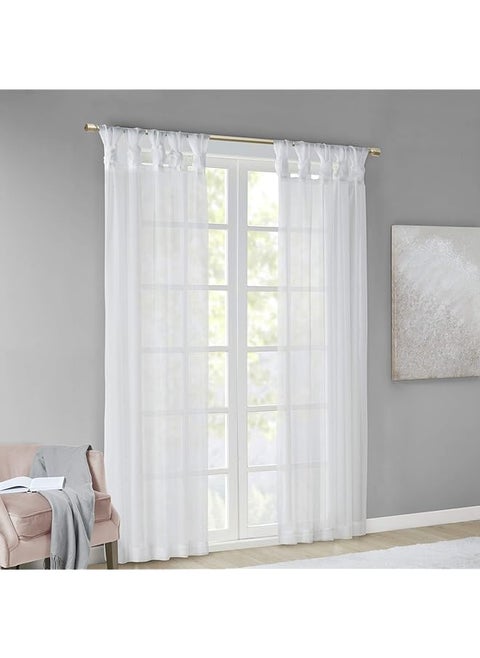 Ceres DIY Twisted Tab Sheer Curtain, Pair Panels, Lightweight Window Treatment, Voile Privacy, Light Filtering Drape for Bedroom and Apartment, 50 in x 95 in, White 2 Piece