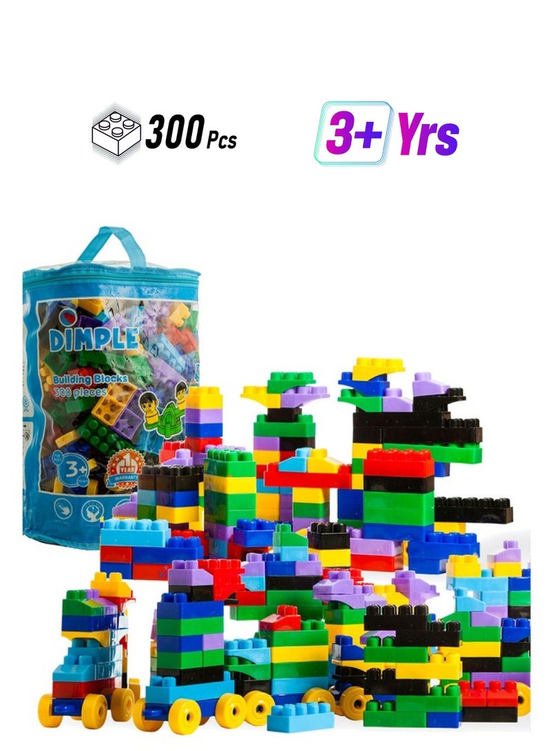 Dimple Large Blocks For Toddlers/Kids Stackable Multi Colored Interlocking Toys Safe Non Toxic Plastic Bright Colors Waterproof Boys And Girls Age 3 + (300 Pieces)  - Image 1