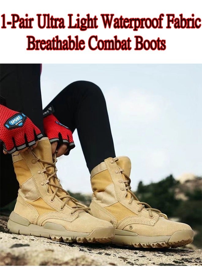 1-Pair Ultra Light Waterproof Fabric Breathable Combat Boots,Outdoor Anti-Slip Shock Absorption Desert Hiking Shoes,Military Enthusiast Light Shoes - Image 4