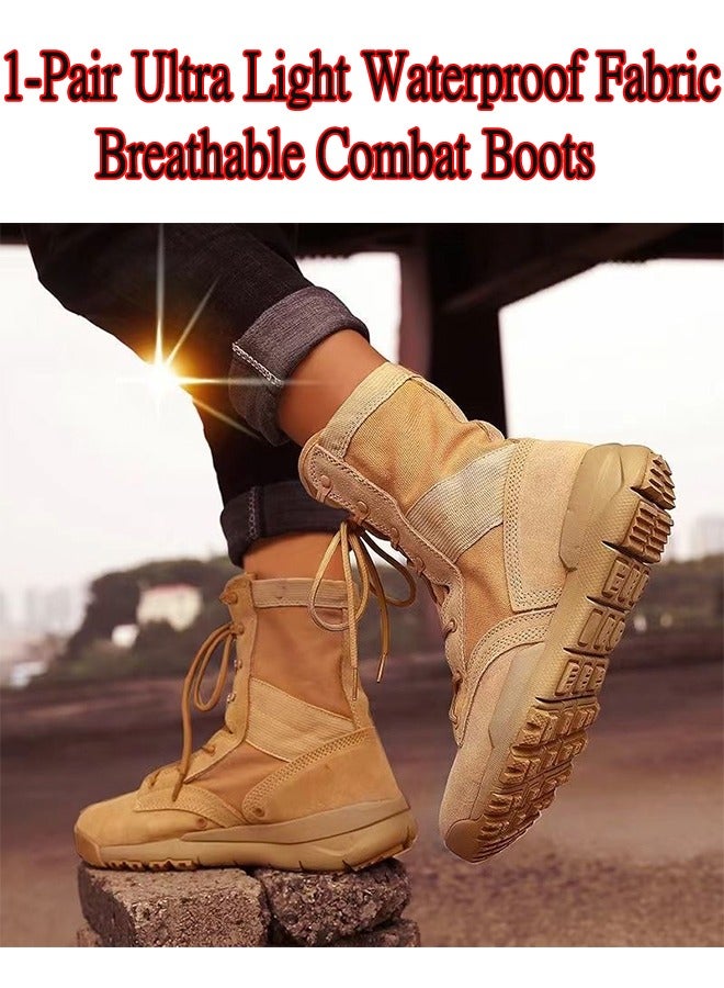 1-Pair Ultra Light Waterproof Fabric Breathable Combat Boots,Outdoor Anti-Slip Shock Absorption Desert Hiking Shoes,Military Enthusiast Light Shoes - Image 5