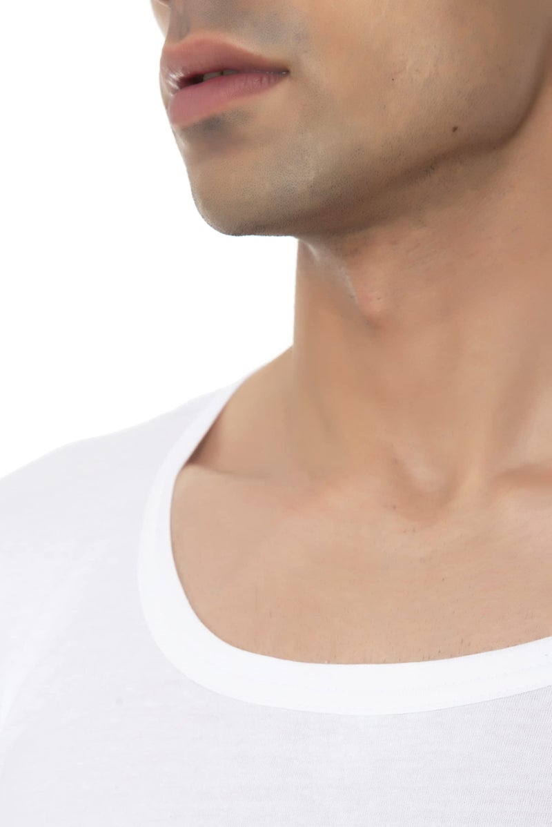VIP Bonus Men's Half Sleeves Cotton Regular Fit Vest (Large, White, Pack Of 2) - Image 2