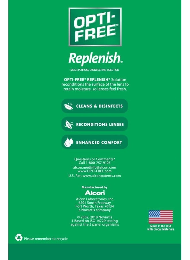 Opti-Free Replenish Multi-Purpose Disinfecting Solution with Lens Case, Twin Pack, 10-Fluid Ounces Each - 2 Count(Pack of 1) - Image 2