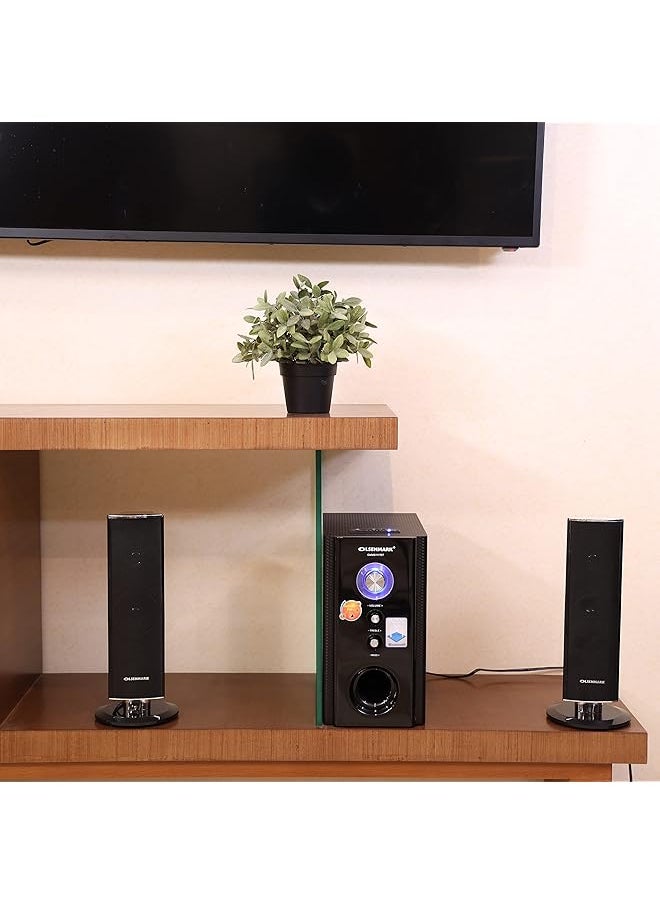Olsenmark - High Power 2.1 Professional Speaker Multimedia Speaker System With Subwoofer Usb Sd Fm Bt Â€“ Led Display Speakers For Computers Laptop Tv Tablet Music Player Â€“ Remote Controller - Image 1