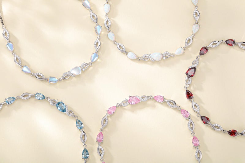 FANCIME October Birthstone Teardrop Opal Tennis Bracelet for Women, Sterling Silver 9x7mm main Gemstone Bolo Adjustable Chain Bracelet Fine Jewelry Birthday Gifts for Women Mom Wife Her - Image 4