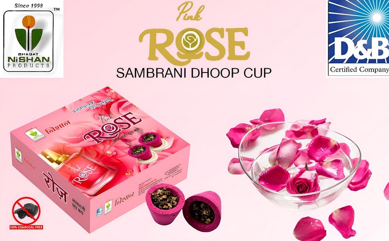 Nishan (24 Pcs) Pink Rose Sambrani Dhoop Cups for Pooja, Meditation, Festivals and Spiritual Events, Gulab Dhup Cup with Holder Plate, (2 Box) (24-Gulab) - Image 2