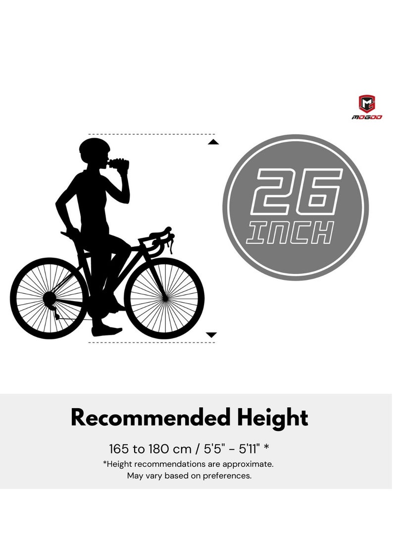 MOGOO - Mogoo Brooklyn 6 Speed Cruiser Bike 26 Inch, City-Bike with Gears, Steel Frame, Road-Bike, Comfort Cycle, Unisex Bicycle Adult - Image 1