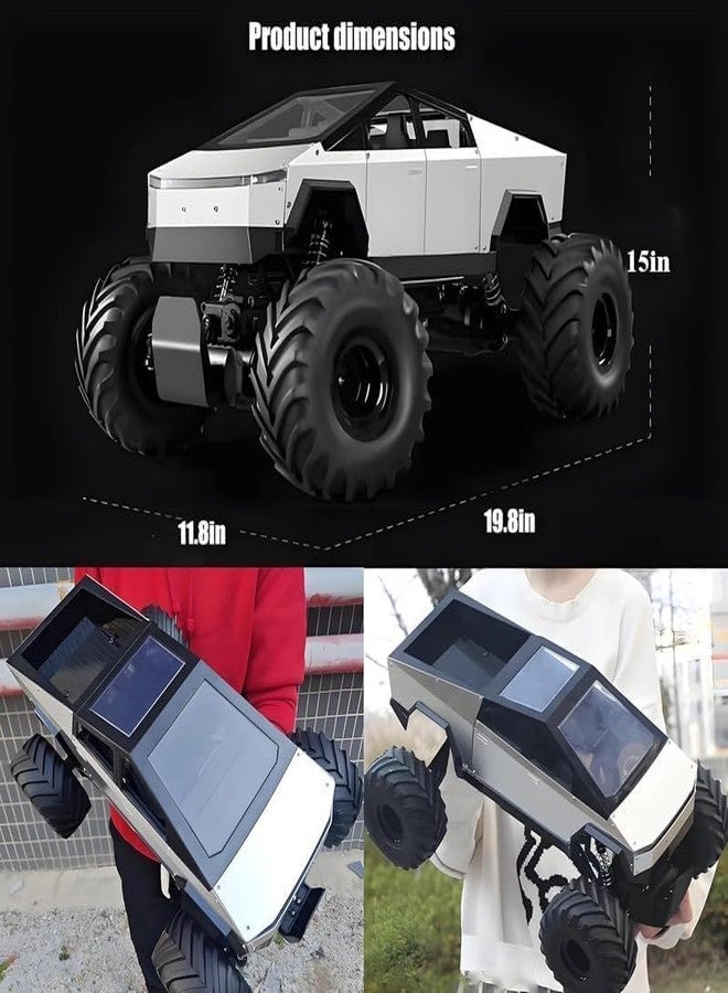 KIDIIG Cybertruck Style RC Monster Truck 4WD High-Speed Off-Road Remote Control Car with 2.4GHz Controller Big Rubber Tires Toy for Kids (Multicolor) - Image 3