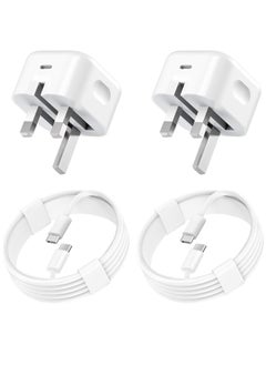 NEW 2-Pack USB Type-C Fast Charger for iPhone 15 and Samsung Galaxy – 20W UK Wall PD Adapter with USB-C to C Cable