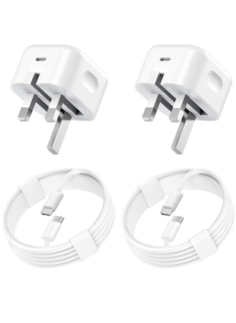 Beauenty - NEW 2-Pack USB Type-C Fast Charger for iPhone 15 and Samsung Galaxy – 20W UK Wall PD Adapter with USB-C to C Cable - Image 1