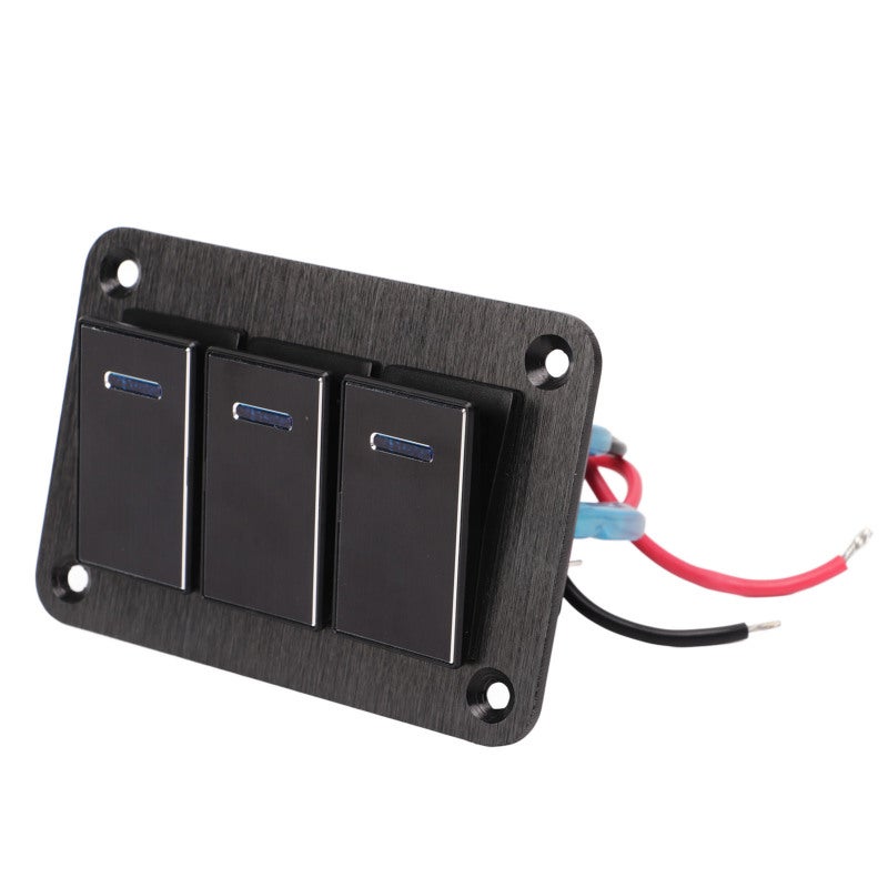 Aluminum Alloy Rocker Switch Panel 3 Gang - Universal 12V 24V On Off Toggle Switch with PC Buckle for Marine Car RV - Image 3