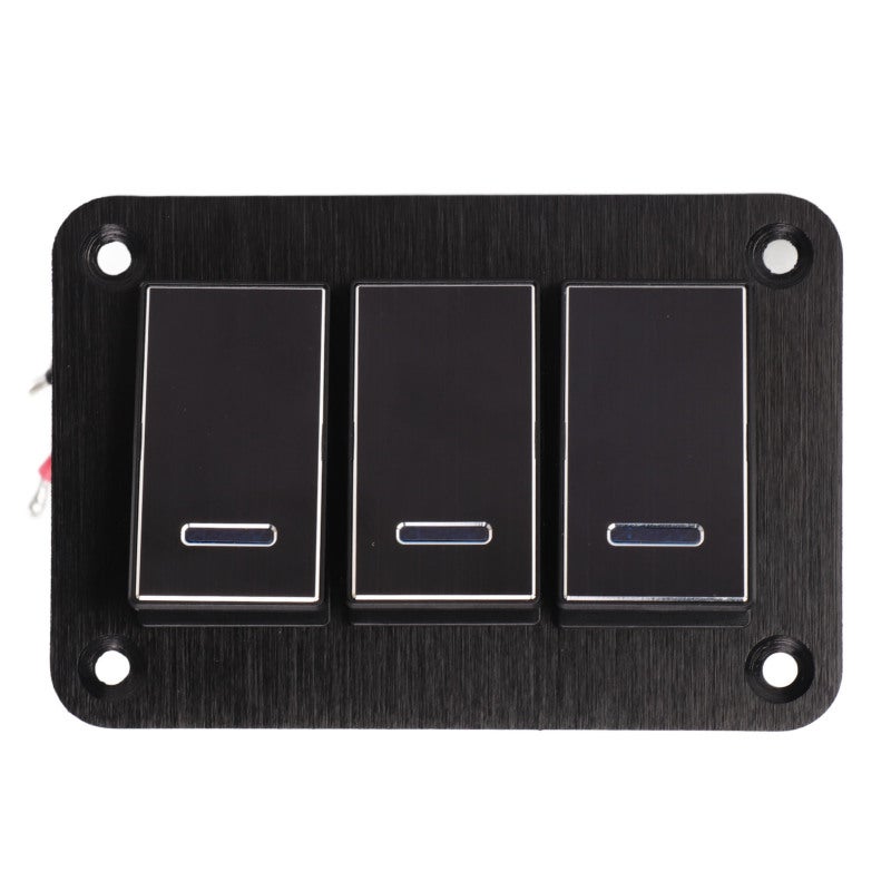 Aluminum Alloy Rocker Switch Panel 3 Gang - Universal 12V 24V On Off Toggle Switch with PC Buckle for Marine Car RV - Image 2