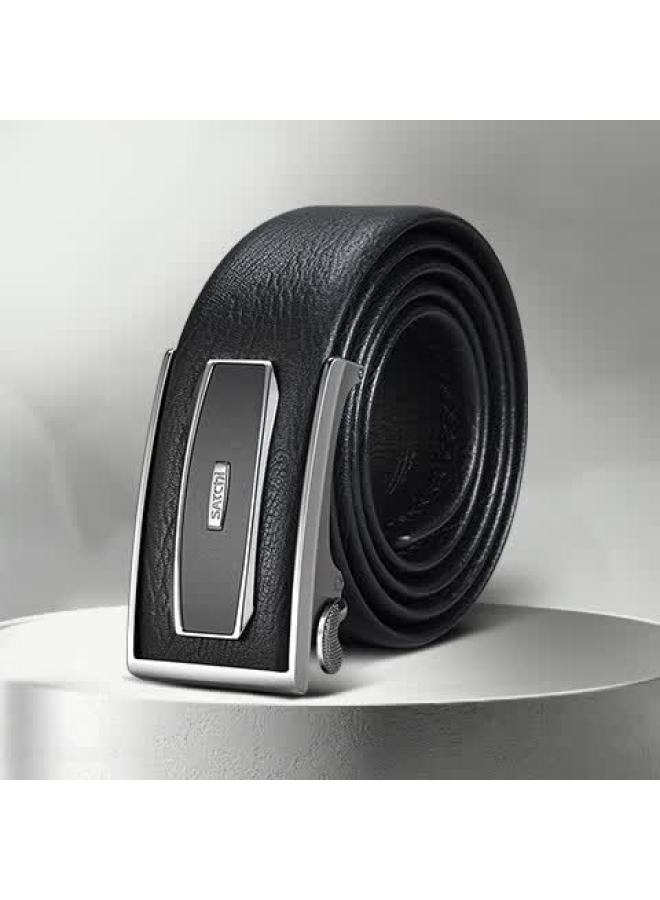 Satchi Men's Belt With Automatic Buckle, Top-grain Leather Waistband, Birthday Gift Box For Husband Or Boyfriend, Size 115 - Image 2
