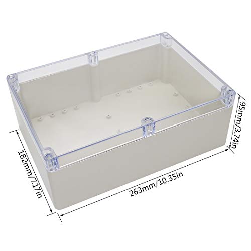 LeMotech ABS Plastic Junction Box Dustproof Waterproof IP65 Electrical Enclosure Box Universal Project Enclosure Grey with PC Transparent Clear Cover 10.4 x 7.2 x 3.7 inch (263 x 182 x 95 mm) - Image 2
