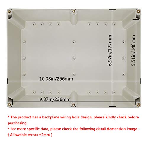 LeMotech ABS Plastic Junction Box Dustproof Waterproof IP65 Electrical Enclosure Box Universal Project Enclosure Grey with PC Transparent Clear Cover 10.4 x 7.2 x 3.7 inch (263 x 182 x 95 mm) - Image 5