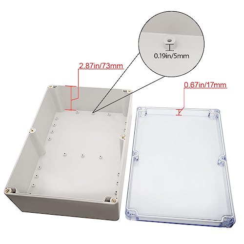 LeMotech ABS Plastic Junction Box Dustproof Waterproof IP65 Electrical Enclosure Box Universal Project Enclosure Grey with PC Transparent Clear Cover 10.4 x 7.2 x 3.7 inch (263 x 182 x 95 mm) - Image 4