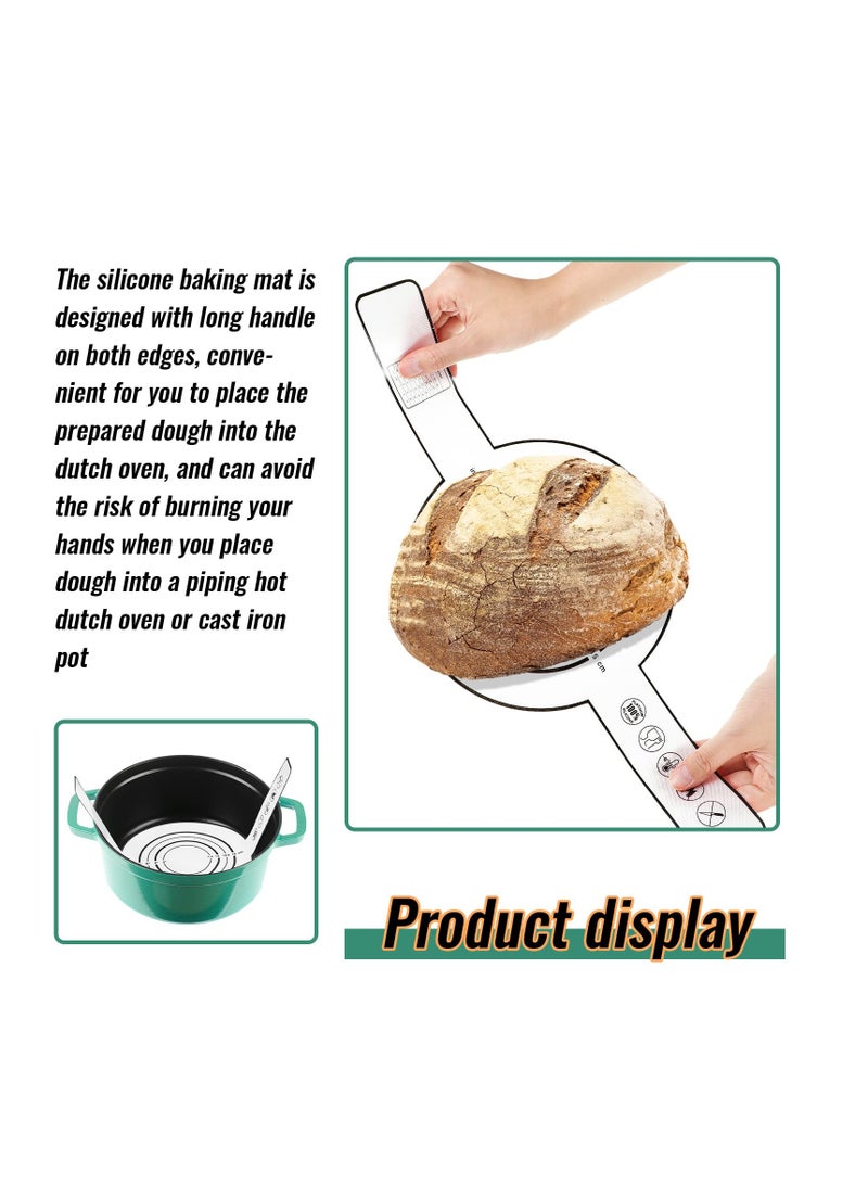 Zikra 2 Pieces Silicone Baking Mat for Dutch Oven Bread Baking Non-stick Baking Mat with Long Handle 8.3 Inch Reusable Silicone Baking Sheets Heat Resistant Baking Bread Pad for Dough Pastry (Black) - Image 3