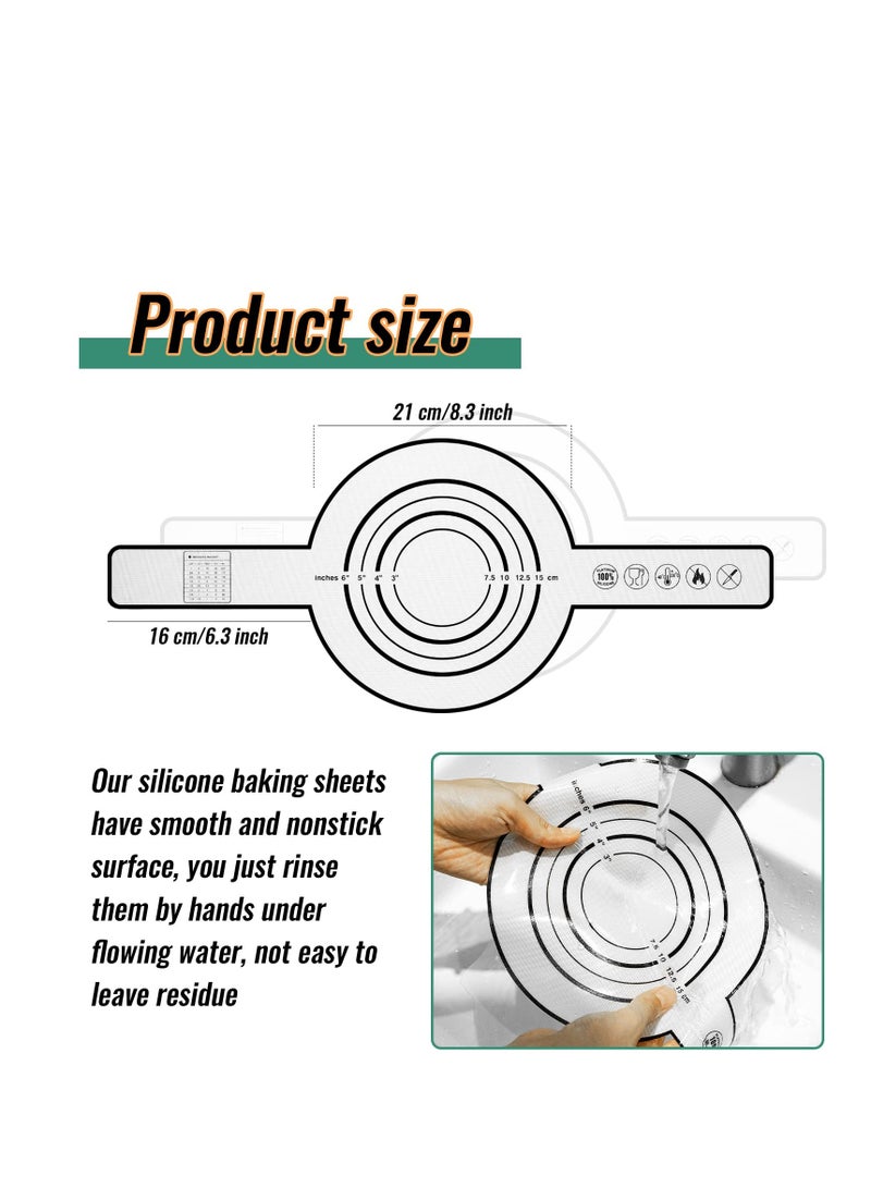 Zikra 2 Pieces Silicone Baking Mat for Dutch Oven Bread Baking Non-stick Baking Mat with Long Handle 8.3 Inch Reusable Silicone Baking Sheets Heat Resistant Baking Bread Pad for Dough Pastry (Black) - Image 4